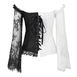 Supportive Women's Corset Top - Off Shoulder, Lace Satin - Tophatter Daily Deals