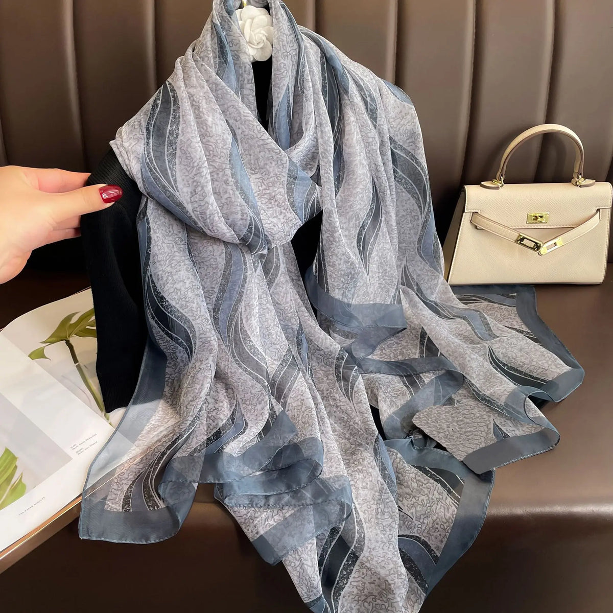 Lightweight Flowy Women’s Silk Scarf - Long Sheer Wrap Multicolored 10 - Tophatter Daily Deals