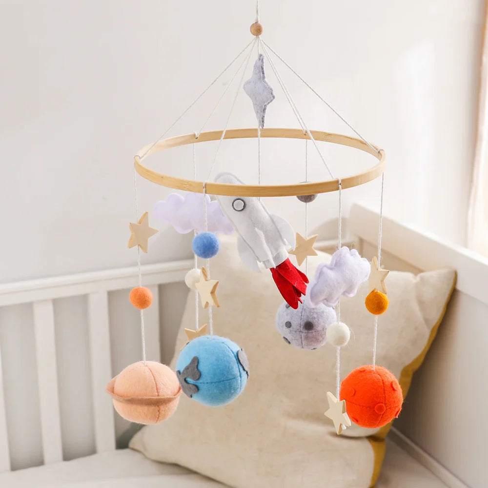 Wooden Rocket Crib Mobile Newborn Sensory Toys Soothing - Tophatter Daily Deals