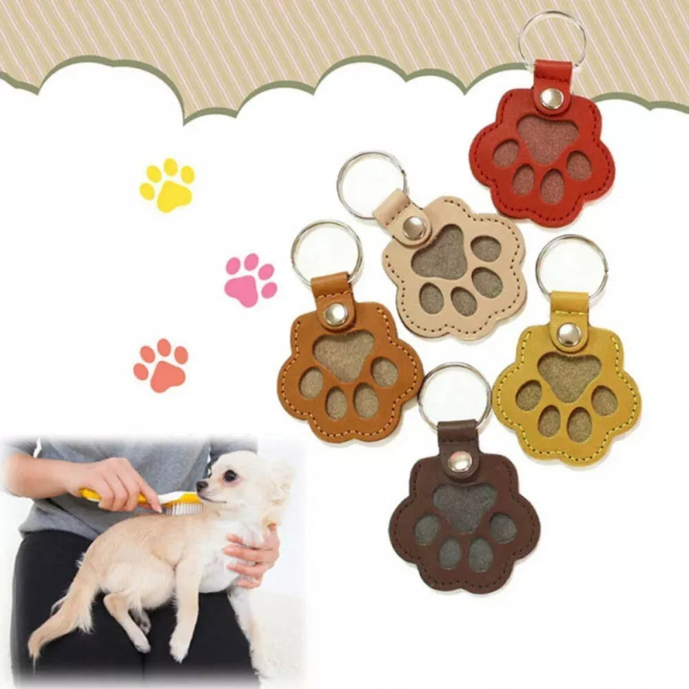 Pet Hair Keychain Paw Pendant PU Leather Hair Holder - Tophatter Daily Deals