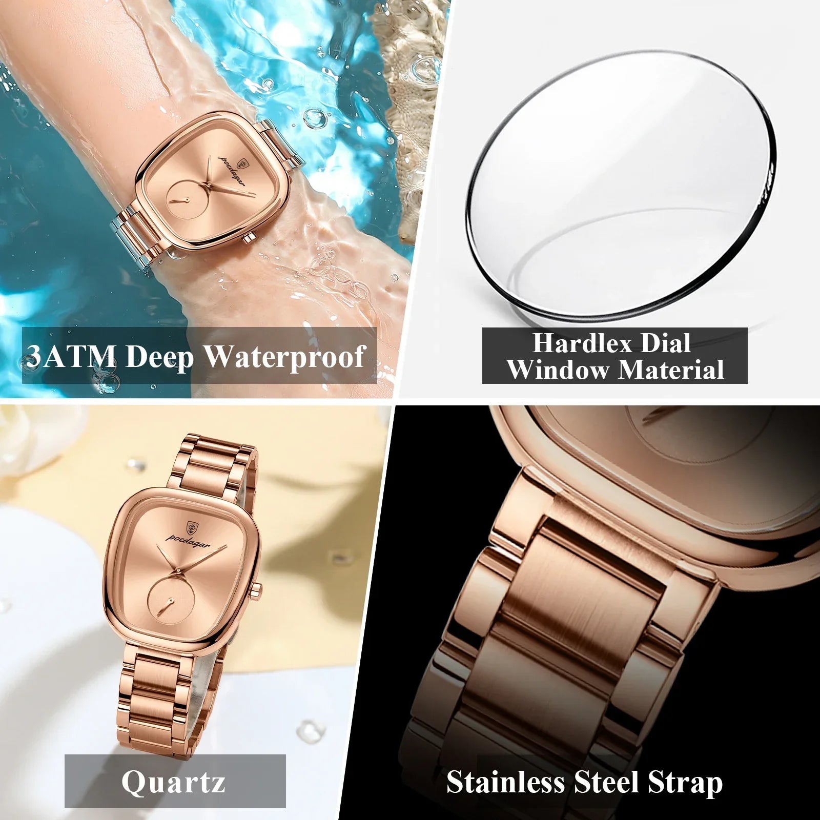 Women's Stainless Steel Waterproof Quartz Watch (Rose Gold) Apparel & Accessories > Jewelry > Watches - Tophatter Daily Deals