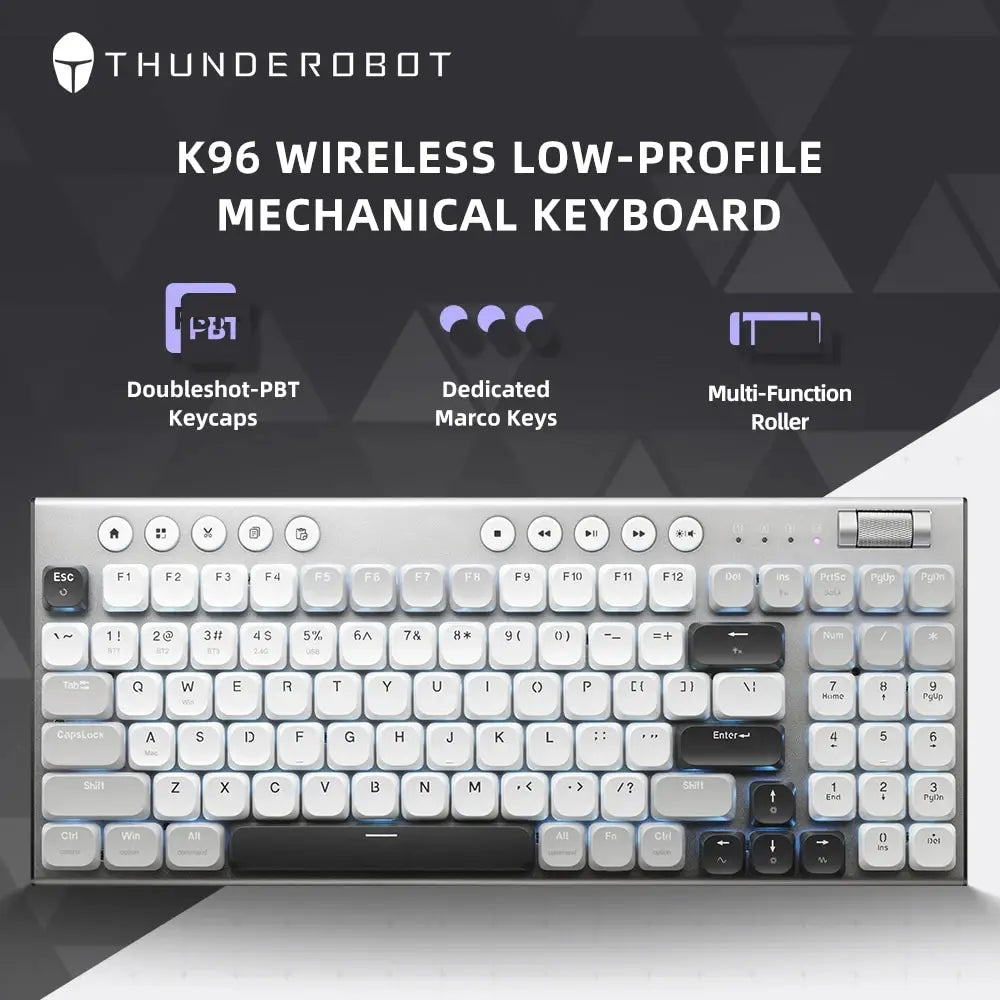 Wireless Low Profile Mechanical Keyboard 98 Keys PBT - Tophatter Daily Deals