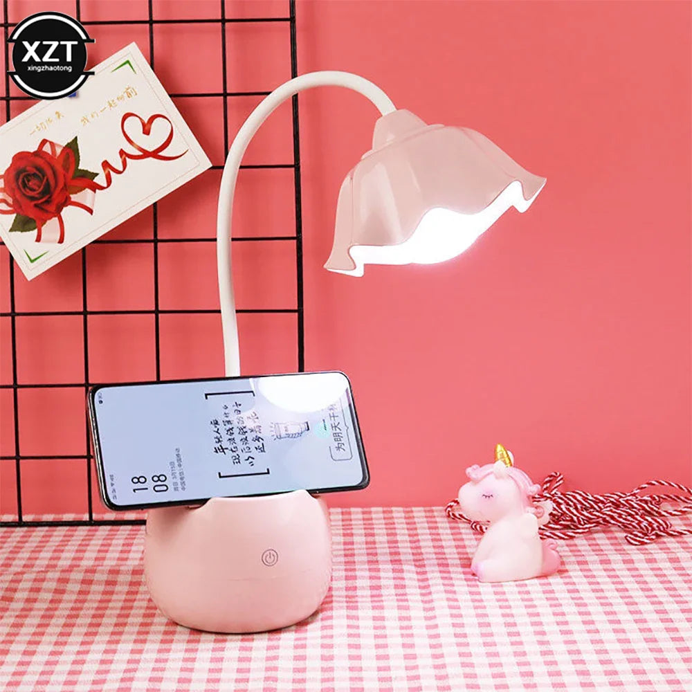 Flower LED Night Light Pen Pot Holder Lamp Pink Flowers - Tophatter Daily Deals