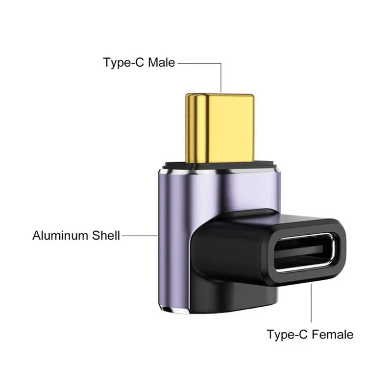 Usb C Adapter 40Gbps 90 Degree Right Angle 100W Extender - Tophatter Daily Deals