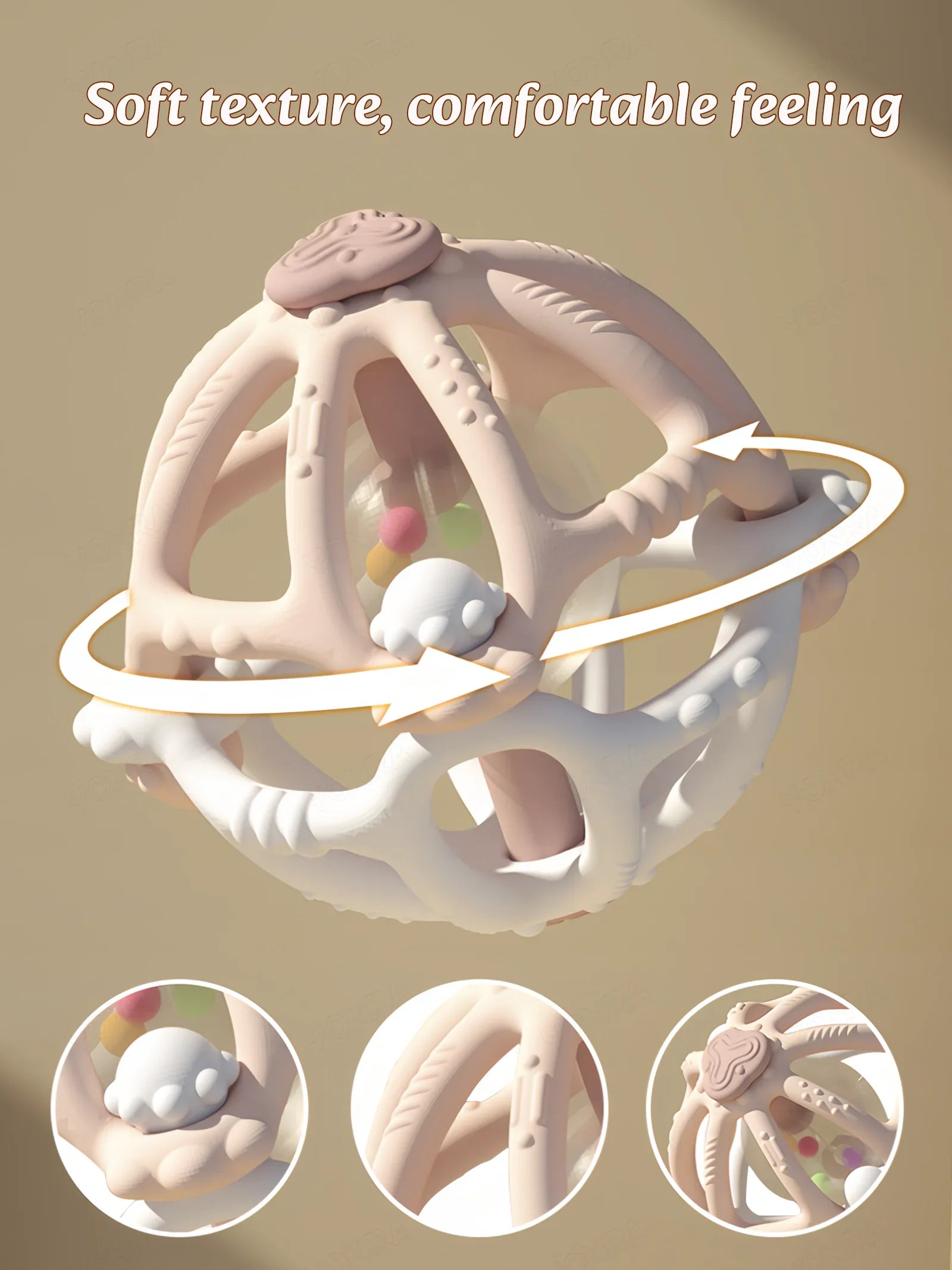 Silicone Teether Rattle Orb Montessori Newborn Sensory Toys - Tophatter Daily Deals