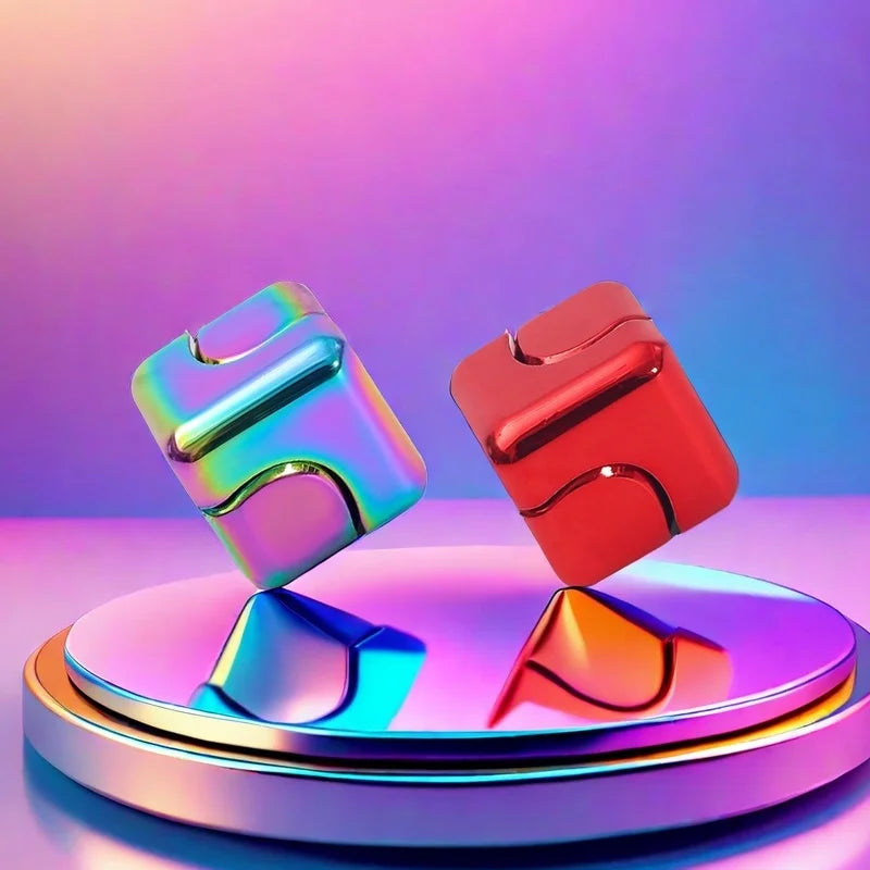 Fidget Spinner Cube Metal Desk Toy Stress Relief Gadget 1Colorful1Red - Tophatter Daily Deals