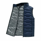 Warm Cozy Men’s Down Vest - Stand Collar, Duck Down, Winter Dark Blue - Tophatter Daily Deals