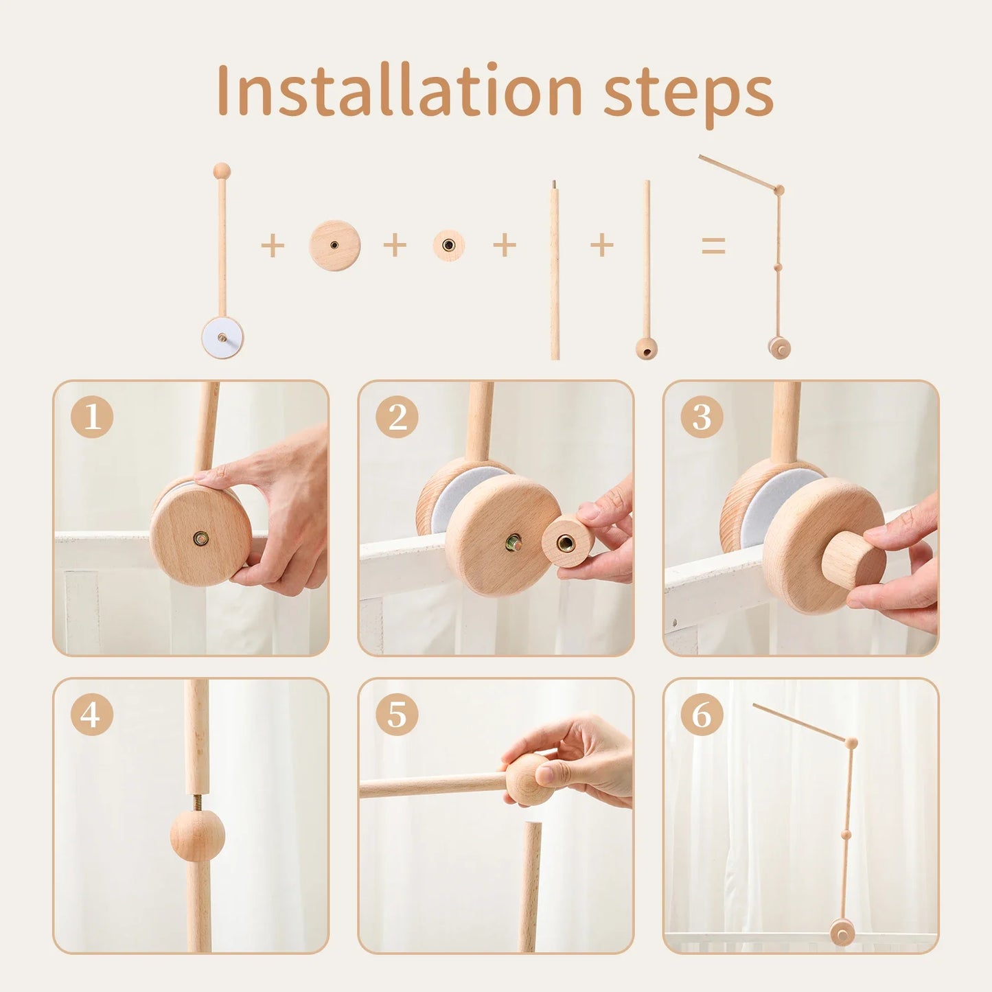 Baby Crib Mobile Wooden Nursery Newborn Sensory Toys - Tophatter Daily Deals