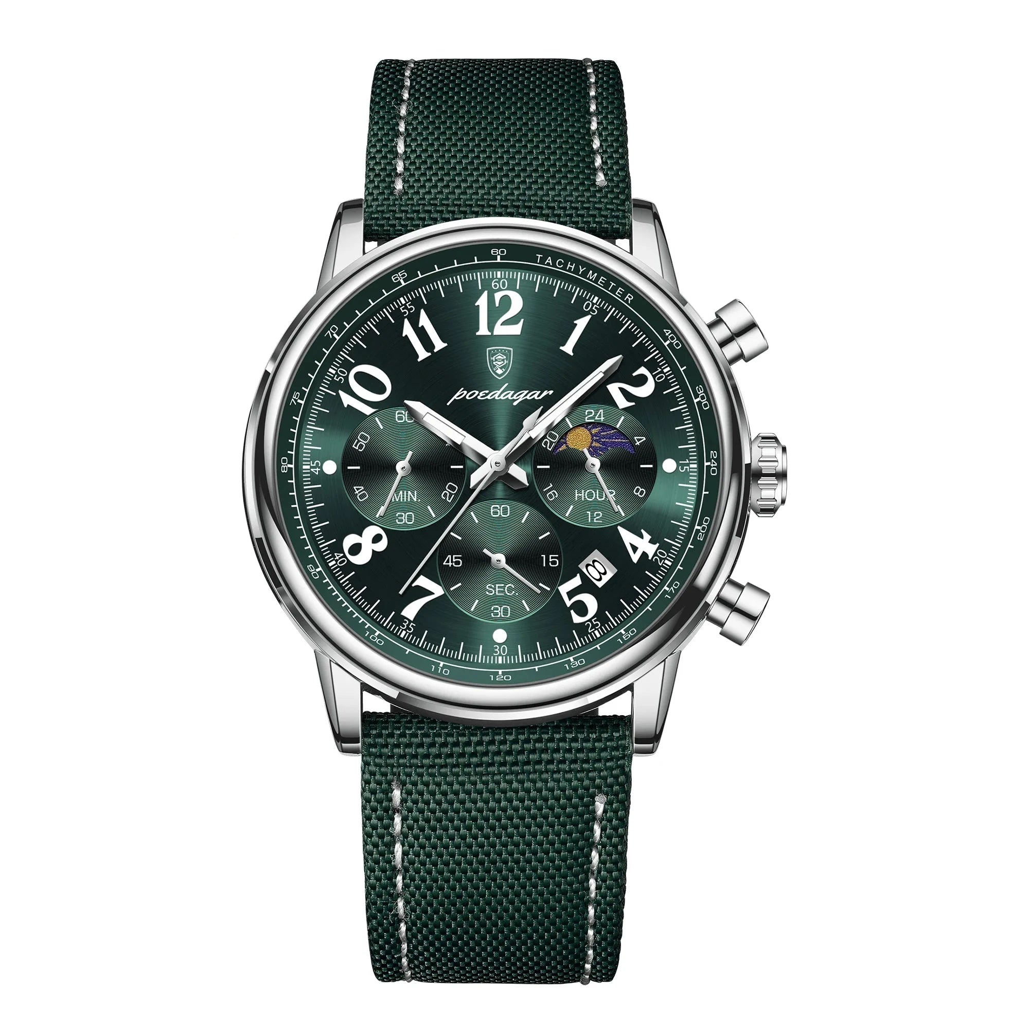 Military Chronograph Watch Nylon Strap Waterproof Fall 2025 808 Silver Green NL - Tophatter Daily Deals