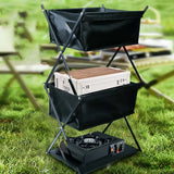 3-Tier Folding Camping Storage Rack Organizer Black Camp Furniture - Tophatter Daily Deals