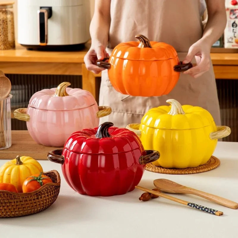 Pumpkin Soup Pot 1.4L Ceramic Bowl With Lid Halloween - Tophatter Daily Deals