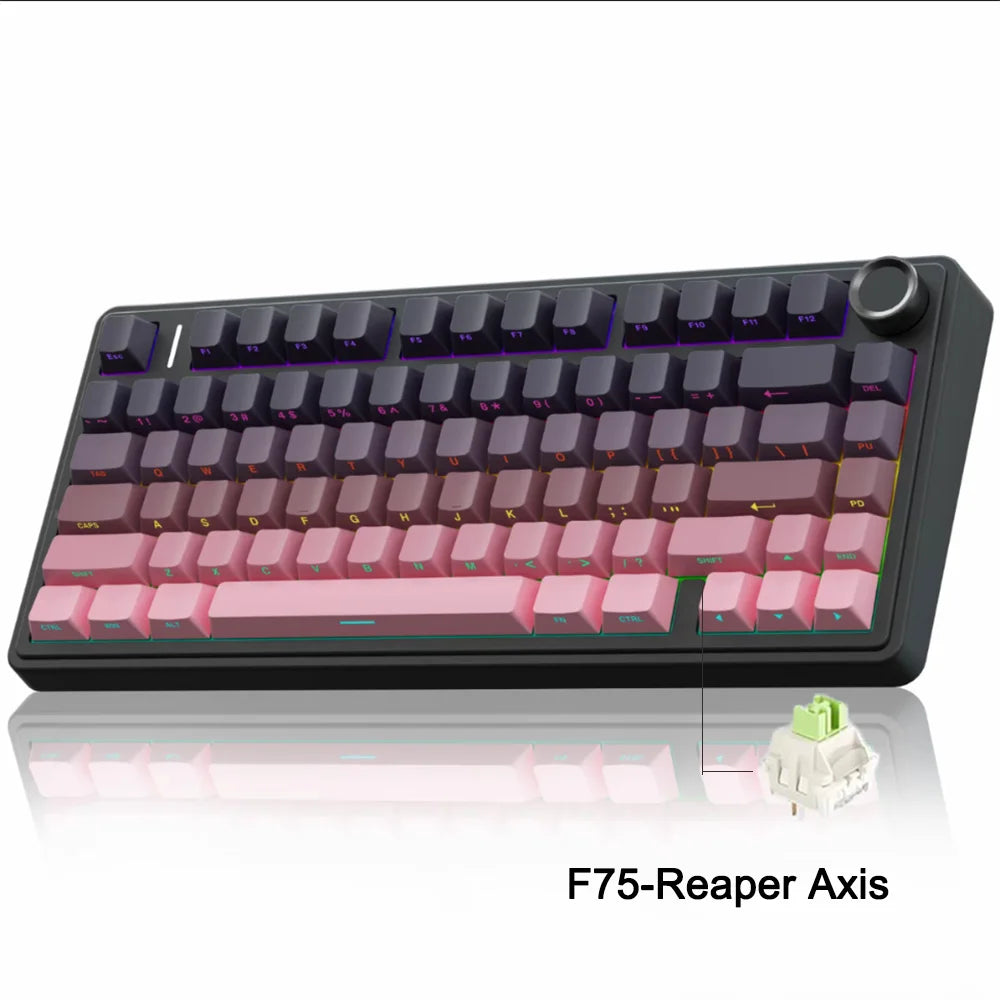 AULA F75 Compact 75 Percent Mechanical Gaming Keyboard RGB Blush Pink - Tophatter Daily Deals