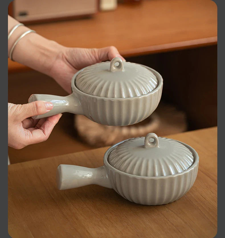 Ceramic Single Handle Bowl With Lid Japanese Style - Tophatter Daily Deals