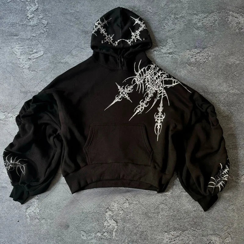 Oversized Unisex Hoodie - Cropped Relaxed Cotton Streetwear Black - Tophatter Daily Deals