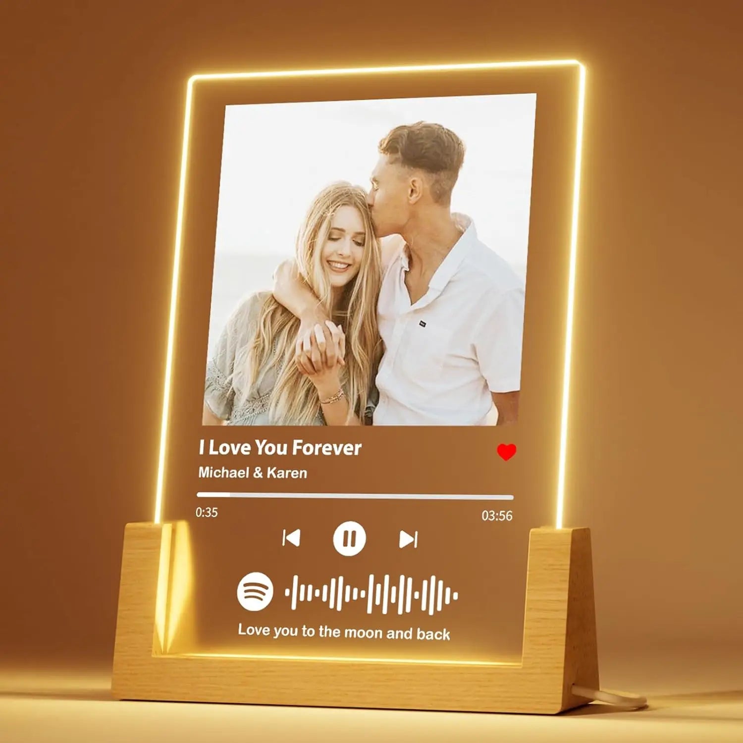 Customized Spotify Music Plaque Gifts For Anniversary Day Personalized Acrylic Photo Frame Lamp Custom Romantic Birthday Gifts Version A - Tophatter Daily Deals