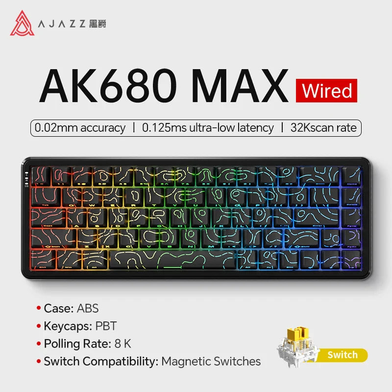 Mechanical Keyboard Sixty Mini Wireless ARGB Magnetic Hall Black contour lines - Tophatter Daily Deals