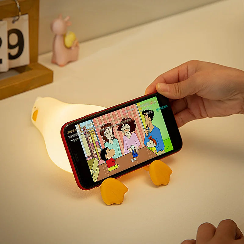 Duck Rechargeable LED Night Light Pat Silicone Lamp Bedside Nightlight Animals - Tophatter Daily Deals