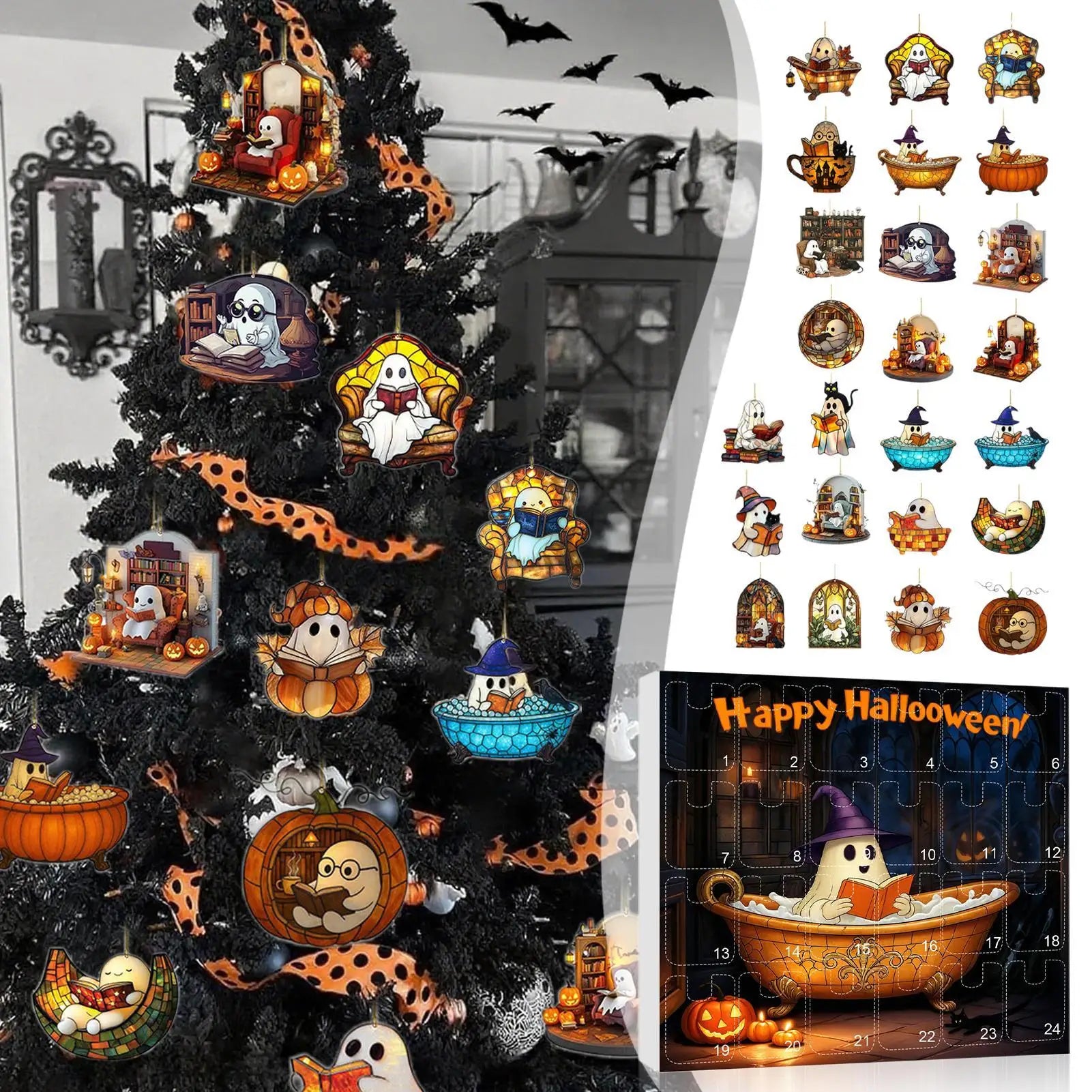 Halloween Countdown Calendar 24 Acrylic Ghosts Decor - Tophatter Daily Deals