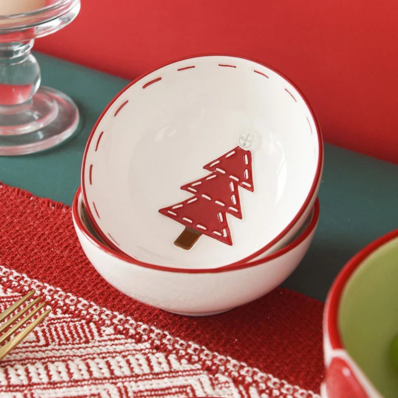 Christmas Ceramic Santa Bowl Nordic Holiday Breakfast Bowl - Tophatter Daily Deals
