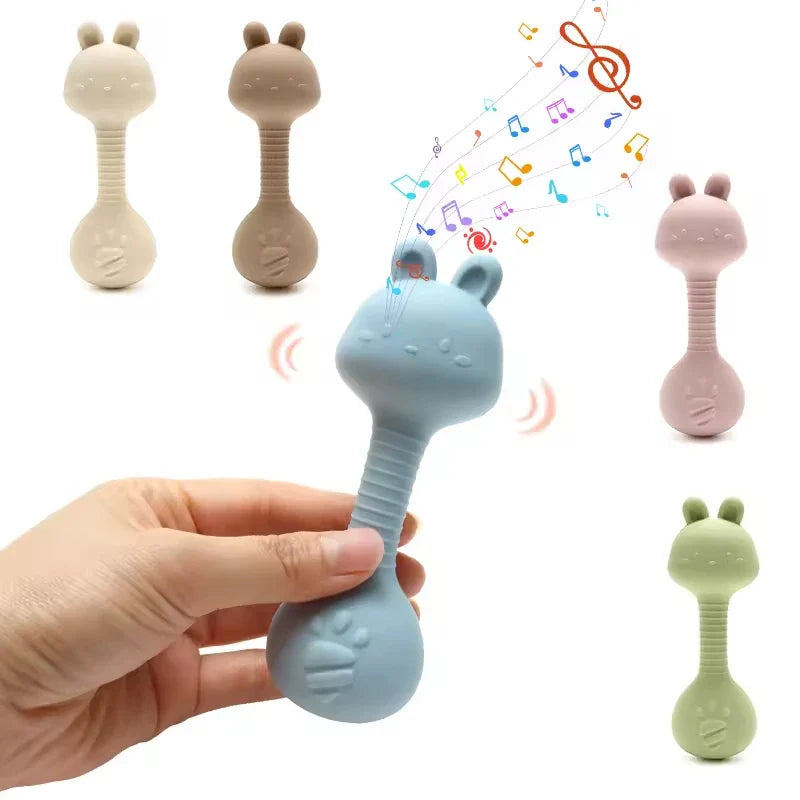 Silicone Rabbit Teether Rattle Newborn Sensory Toys - Tophatter Daily Deals