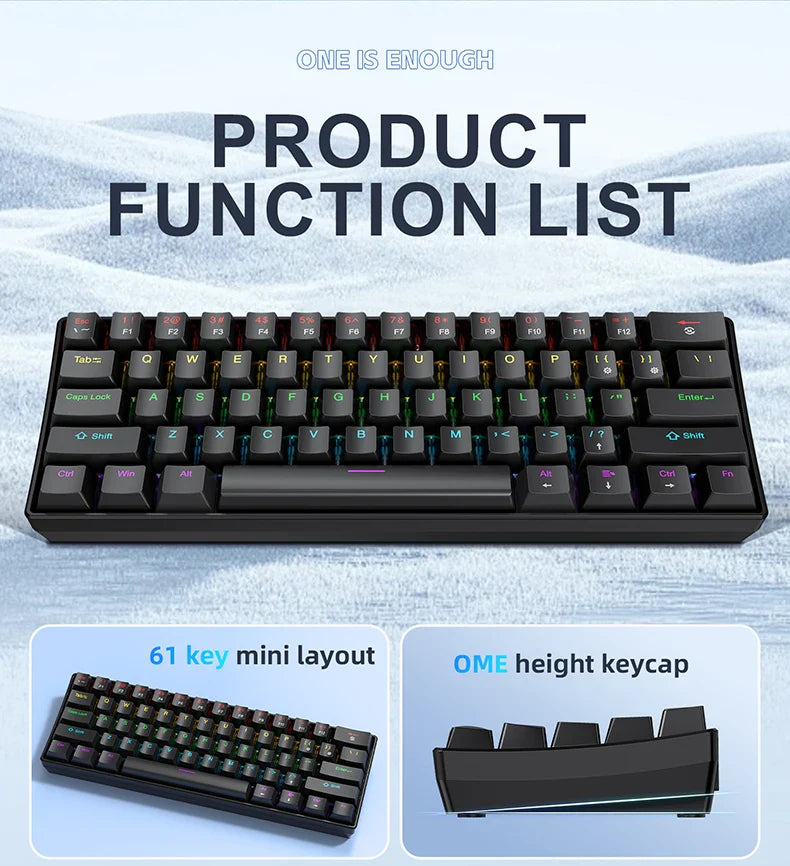 60 Percent Mechanical Mini Keyboard Wired RGB Portable - Tophatter Daily Deals