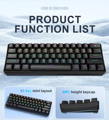 60 Percent Mechanical Mini Keyboard Wired RGB Portable - Tophatter Daily Deals