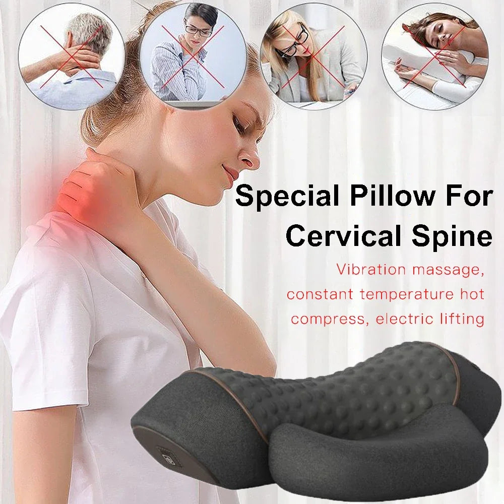 Neck Massage Pillow Heating Vibration Memory Foam Support - Tophatter Daily Deals