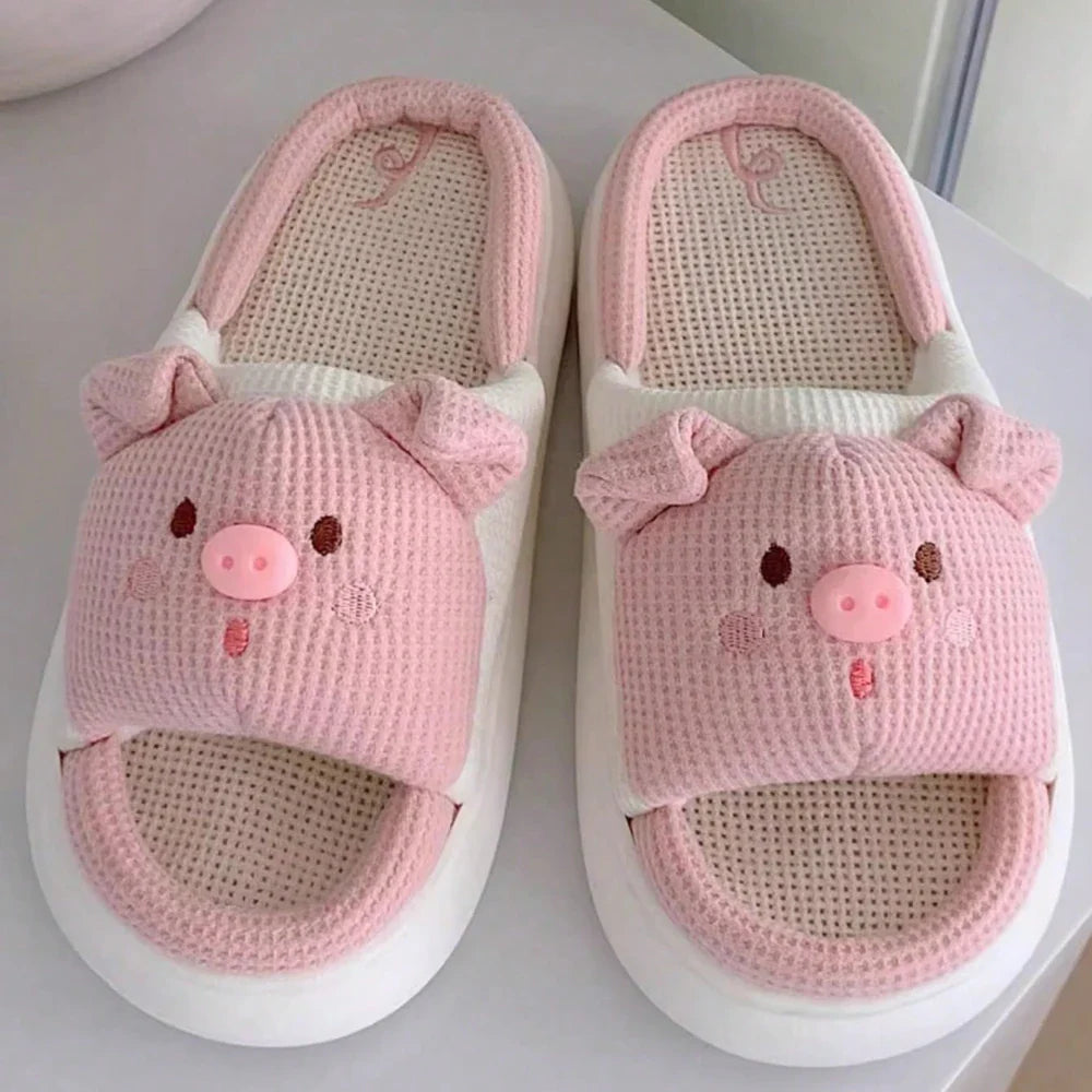 Pink Soft Cute Piggy Pattern Design Comfortable Home Slippers Slides Pig Animals - Tophatter Daily Deals