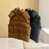 Insulating Women’s Hooded Puff Vest - Hip-Length, Down - Tophatter Daily Deals