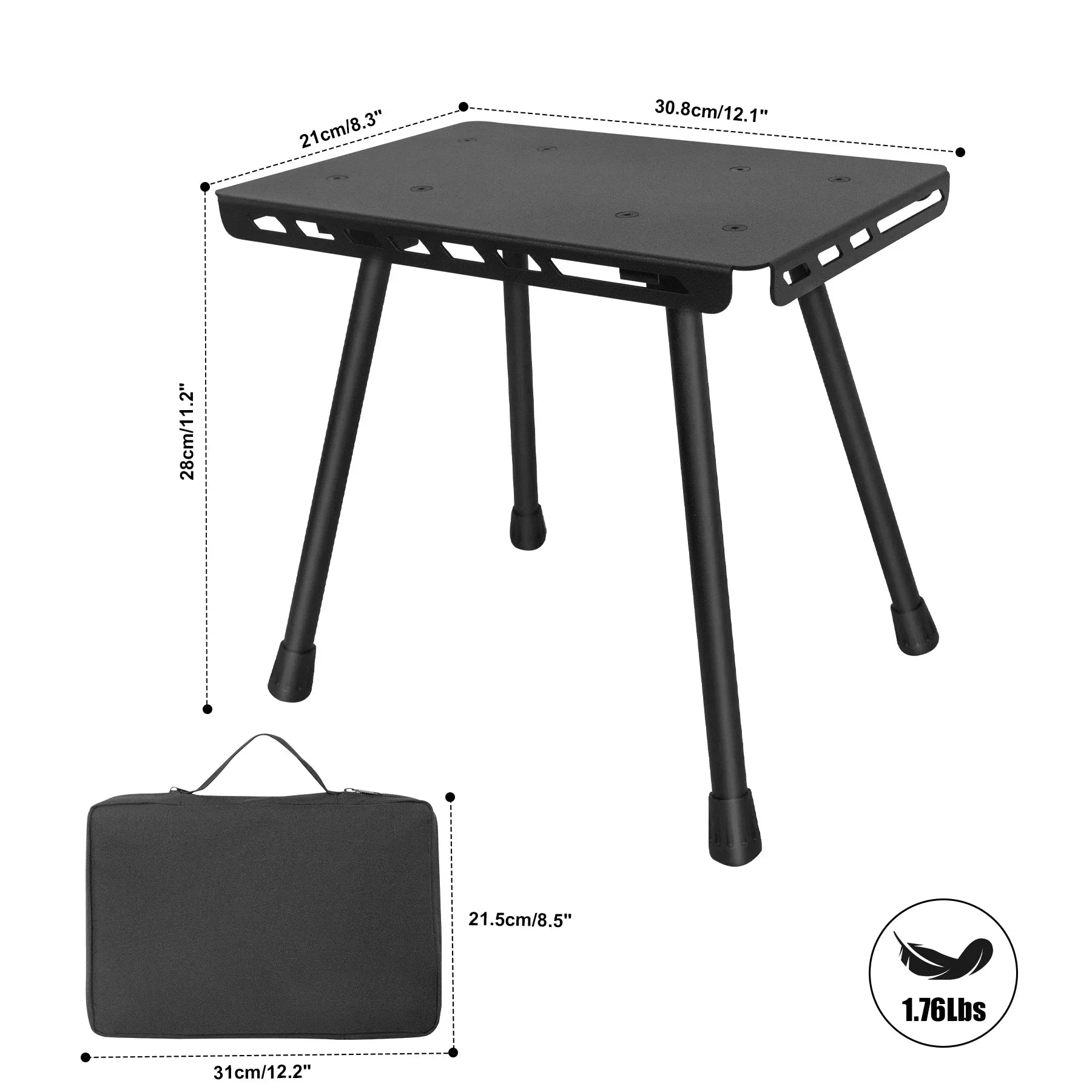 Tactical Folding Table with Utility Buckles Black Camp Furniture - Tophatter Daily Deals