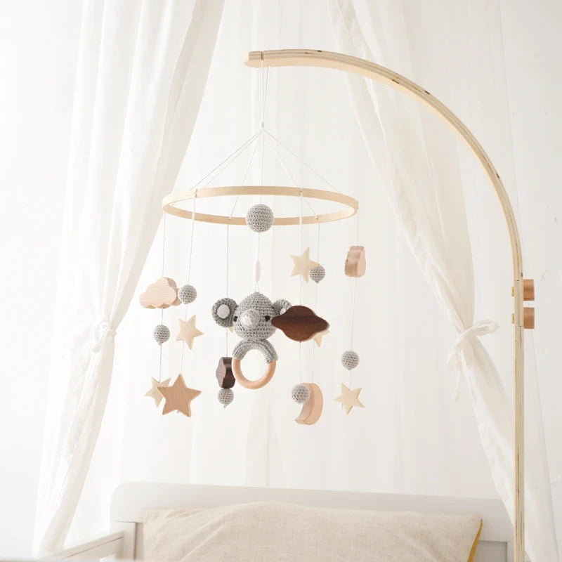 Wooden Rabbit Crib Mobile Newborn Sensory Toys Soft - Tophatter Daily Deals