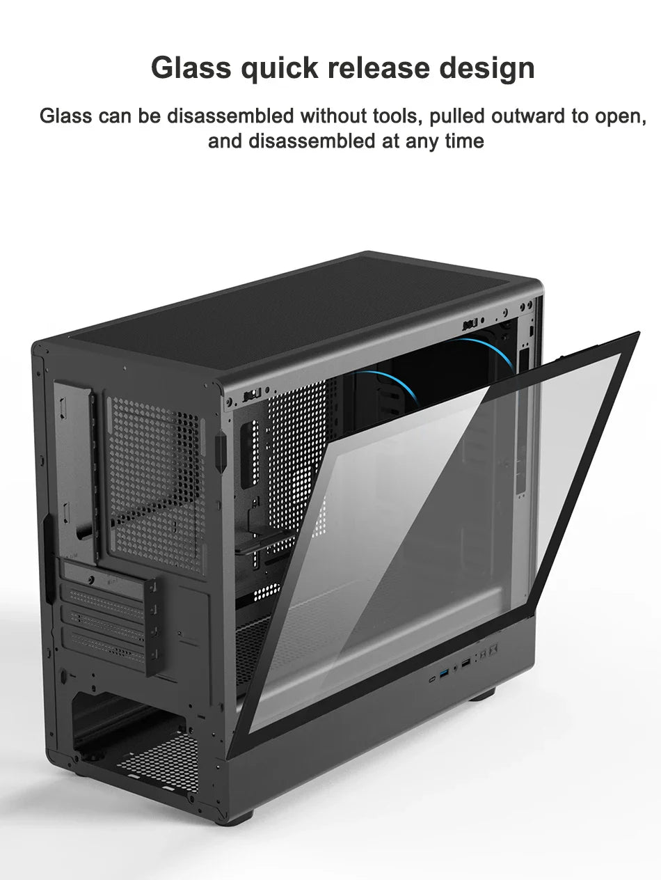 Mini ITX PC Case Tempered Glass 360mm Water Cooling - Tophatter Daily Deals