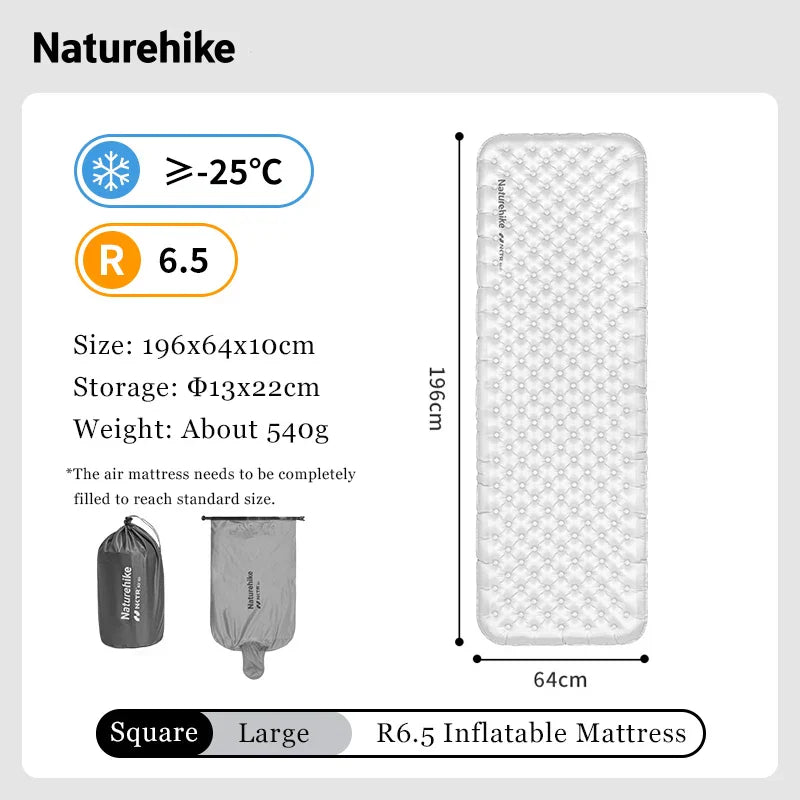 Inflatable Pad 6.5 R-Value Thermal Air Mattress White Camping & Hiking - Tophatter Daily Deals
