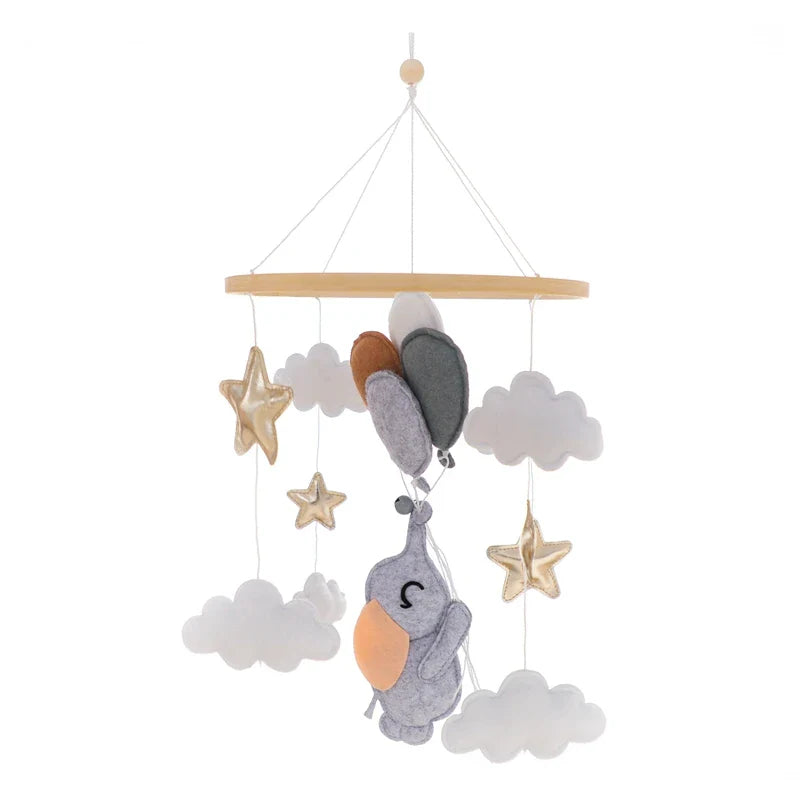 Baby Crib Mobile Wooden Musical Newborn Sensory Toys Elephant - Tophatter Daily Deals