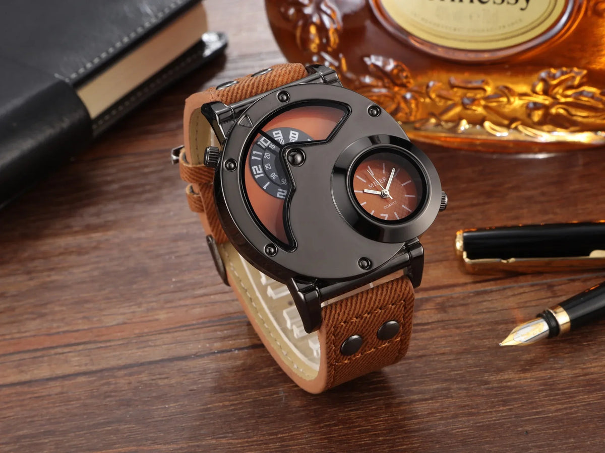 Quartz Sport Watch With Fabric Strap Irregular Alloy Case - Tophatter Daily Deals