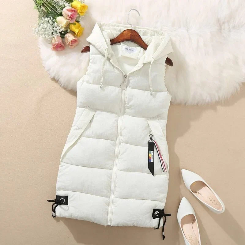 Warm Cozy Women’s Puffer Vest – Long Quilted, Cotton Shell - Tophatter Daily Deals