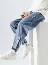 Stretchy Relaxed Men's Denim Joggers - Baggy Tapered, Denim - Tophatter Daily Deals