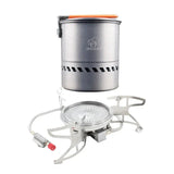 3800W Folding Outdoor Gas Stove with 1.5L Pot Silver Camp Cooking - Tophatter Daily Deals