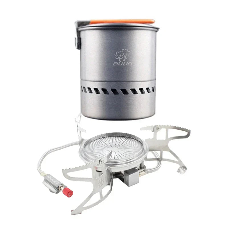 3800W Folding Outdoor Gas Stove with 1.5L Pot Silver Camp Cooking - Tophatter Daily Deals