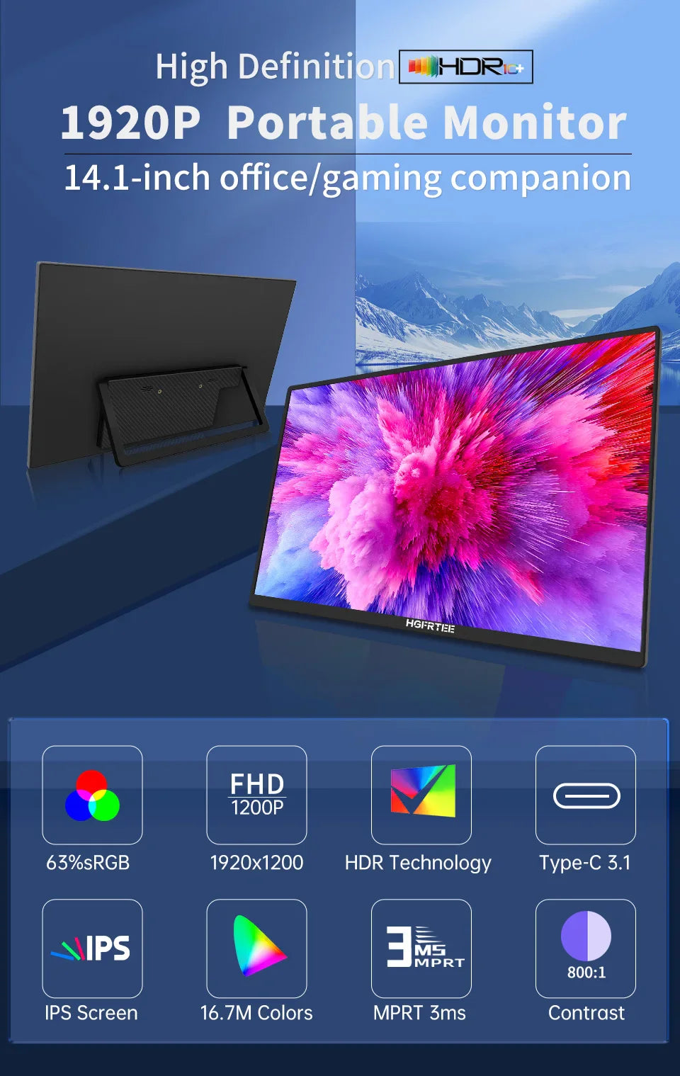 Portable 14.1 Inch 1080P IPS Gaming Monitor With Stand - Tophatter Daily Deals