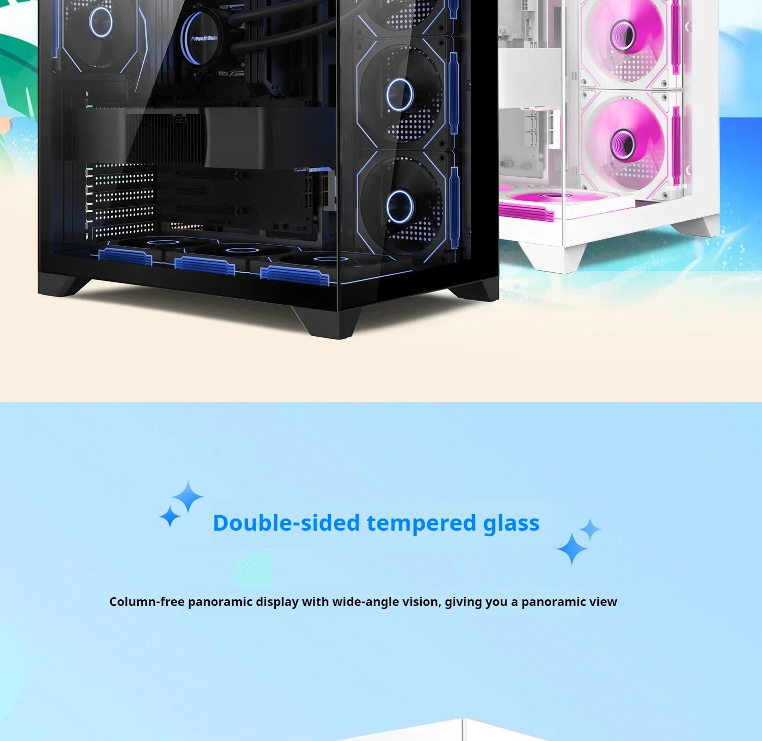 Gaming PC Case Dreamland Pro ATX Dual Glass 360mm Chassis - Tophatter Daily Deals