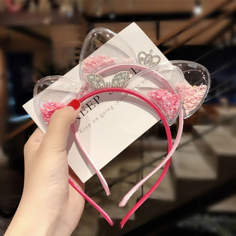 Glitter Sequins Cat Ear and Bow Headbands Multicoloured Mythical - Tophatter Daily Deals
