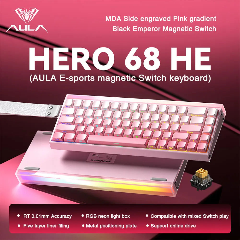 Mechanical Gaming Keyboard 68 Key RGB Compact Esports Pink side engraved - Tophatter Daily Deals