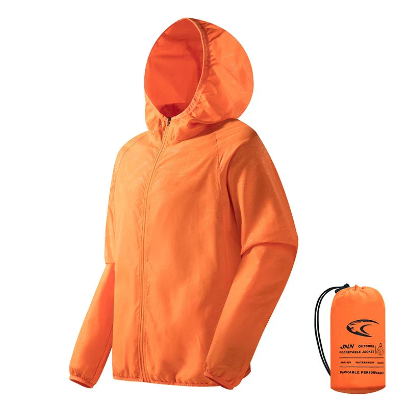 Waterproof Men's Hiking Jacket - Hooded Quick Dry, Polyester Unisex Orange - Tophatter Daily Deals
