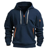 Lightweight Men’s Half Zip Hoodie - Fleece, Outdoor Blue - Tophatter Daily Deals