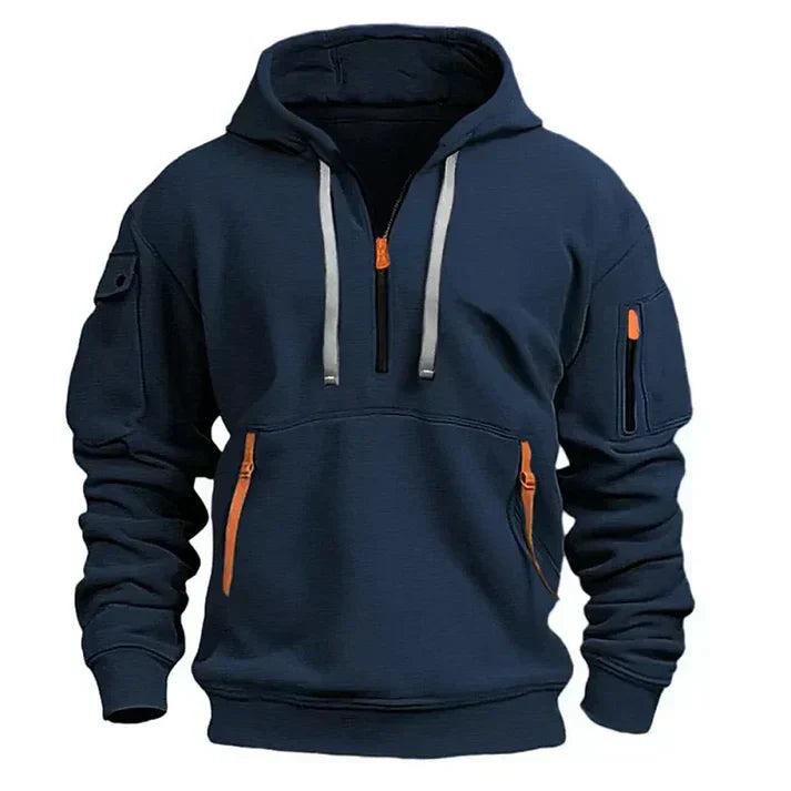 Lightweight Men’s Half Zip Hoodie - Fleece, Outdoor Blue - Tophatter Daily Deals