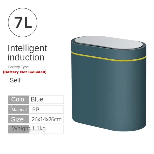 Sensor Trash Can Touchless 8L Kitchen Bathroom Bin Compact Battery Blue 7L - Tophatter Daily Deals