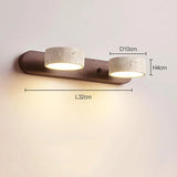 Japandi Wabi Sabi Round LED Wall Light With Mirror Bathroom Walnut Color - Tophatter Daily Deals
