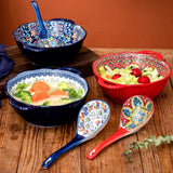 Ceramic Soup Bowl Bohemian Handle Embossed Microwave - Tophatter Daily Deals