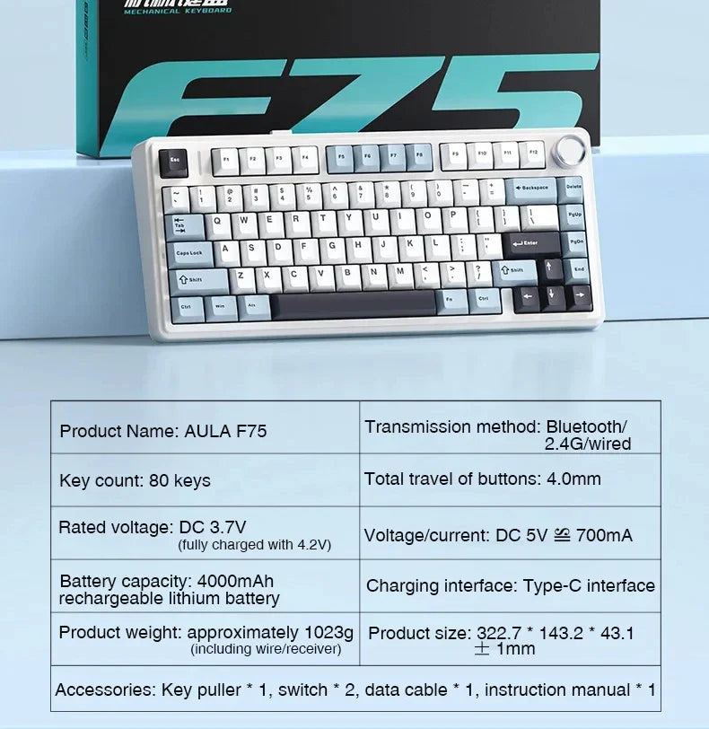 AULA F75 Compact 75 Percent Mechanical Gaming Keyboard RGB - Tophatter Daily Deals